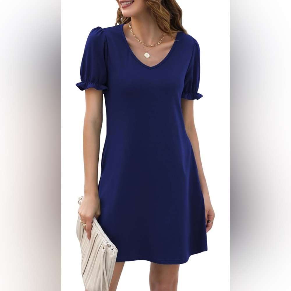 Puff Short Sleeve Shirt Dress